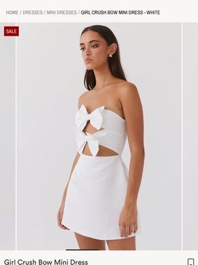 New with tags! Pepper mayo size 2 white satin Girl Crush Bow Mini Dress